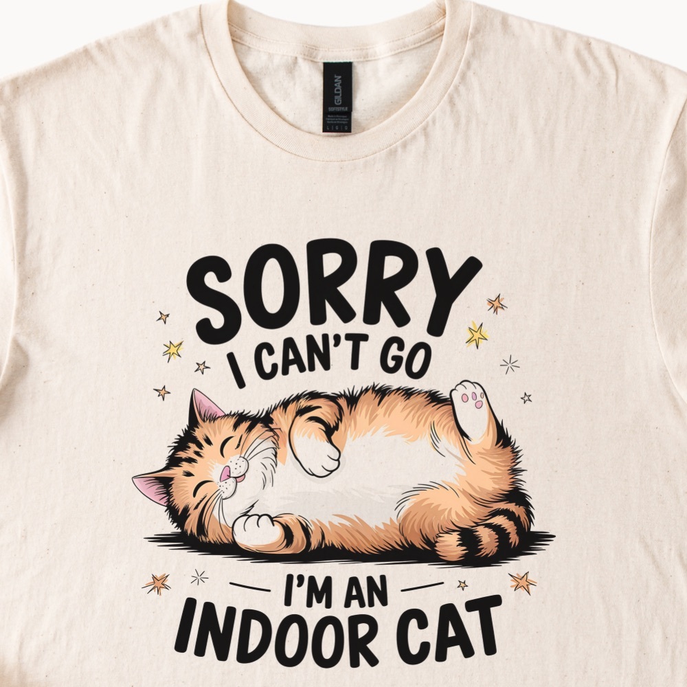 Cat shirt unisex funny indoor cat natural ivory short sleeve cat lover